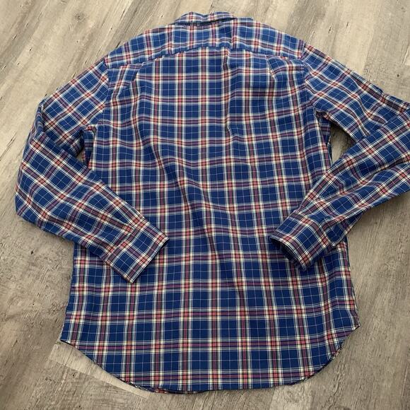 Nautica Flex Classic Fit Shirt Mens Sz Small Navy Blue Plaid Button Up Stretch - Picture 5 of 7